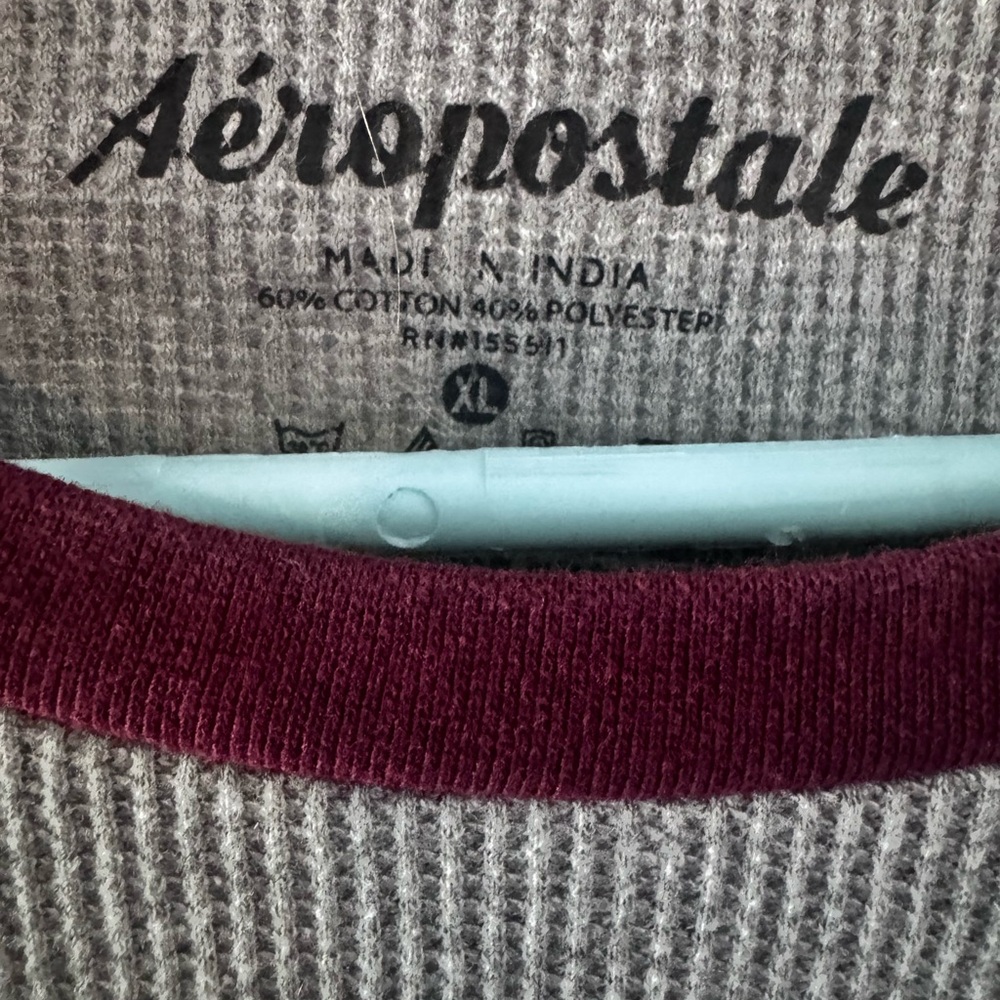 Aeropostale Burgundy and Gray Long Sleeve Tee - Picture 2 of 2